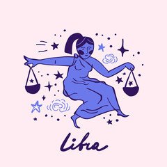 Hand drawn vector zodiac sign. Libra