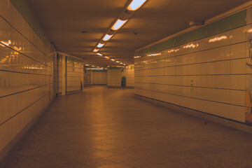 A Berlin subway station without people, underpass to a subway station, no poeple
