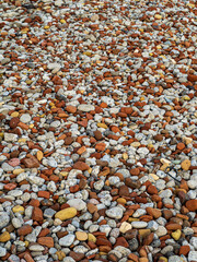 smooth stones and bricks at the beach