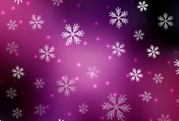 Dark Purple, Pink vector template with ice snowflakes, stars.