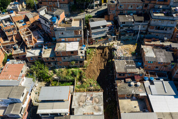 Aerial view of a favela in rio de janeiro, brazil. Slum.