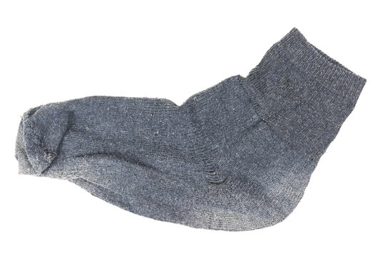 Old Gray Sock On A White Background
