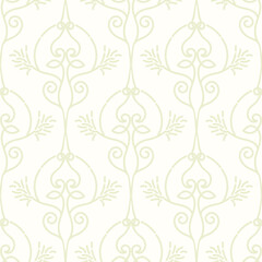 Seamless beige wallpaper, vector ornate ornament. Decor element