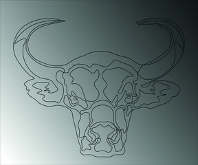 A bull's head drawn with a single line
