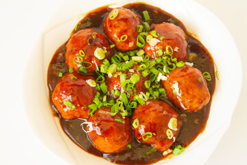 Chinese meat ball stew close up.