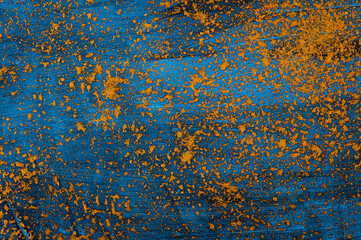 Abstract blue background with Golden drops and streaks.