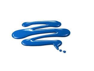 Grunge brush strokes paint. The puddle of blue oil paint spill isolated over the white background. Paint Puddle Spill.