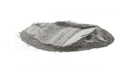 Pile of concrete sand mix isolated on white.  Grady cement powder isolated on white.
