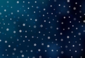 Dark BLUE vector background in Xmas style.