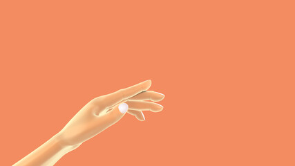 White female helping hands on yellow background. 3d rendering. Mockup concept set of social media, app, messages and comments.