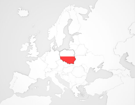 3D Europakarte auf der Polen hervorgehoben wird
