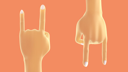Lets Rock, hand sign, isolated on background. 3d rendering