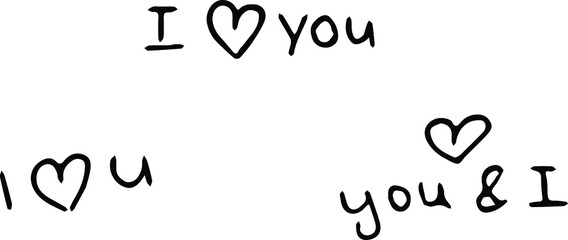 I love you Doodle Handdrawn