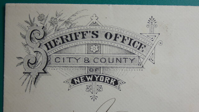 New York Sheriff's office old letterhead on envelope
