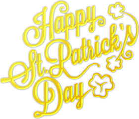 Happy Saint Patricks Day. Golden effect typography isolated. Greeting card. 17 March