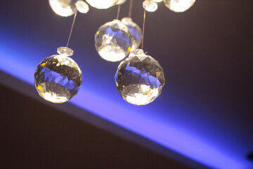 Crystal chandelier lights and blue light