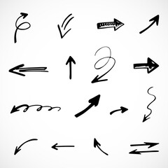 Vector set of hand-drawn arrows, elements for presentation