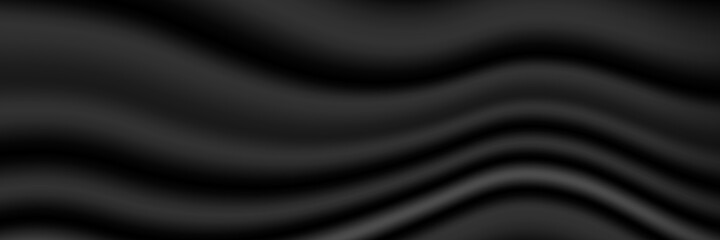 Black geometric stripes abstract tech cloth banner design. Vector background. Black cloth background