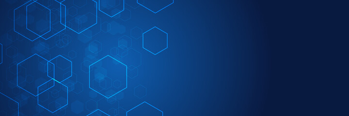 Blue honeycomb abstract background. Wallpaper and texture concept. Minimal theme. Abstract geometric shape technology digital hi tech concept background. Space for your text