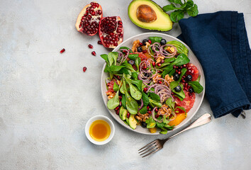 Orange-grapefruit salad with pomegranate seeds