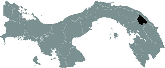 Black location map of the Panamanian Kuna de Wargandí region inside gray map of Panama