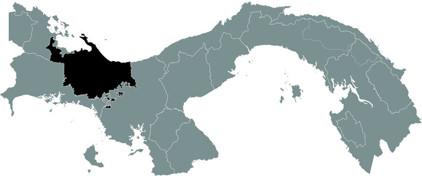 Black location map of the Panamanian Ng&auml;be-Bugl&eacute; indigenous region inside gray map of Panama