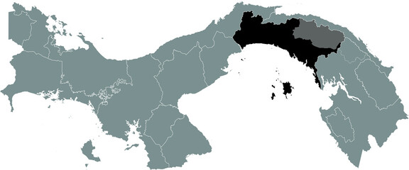 Black location map of the Panamanian Panamá province inside gray map of Panama