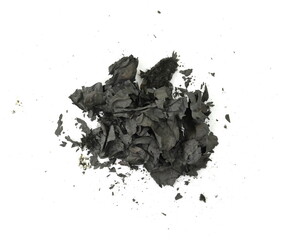 Black ashes from burnt paper