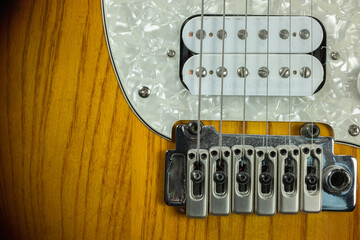 Close up of an electric guitar body