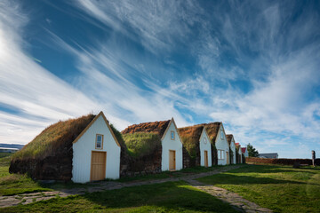 Traditional icelandic turf houses Glaumbaer. North Iceland