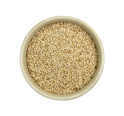 Organic integral sesame seeds isolated on white background.