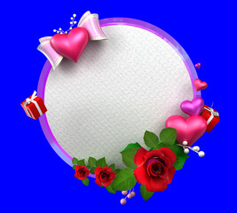 3D Illustration of Valentine's Day sticker decoration with chroma key