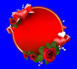 3D Illustration of Valentine's Day sticker decoration with chroma key