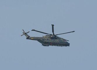 Danish air force Merlin EH101 helicopter in the sky