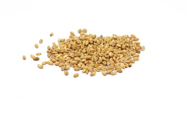 wheat grains isolated on white background. 