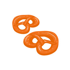 Traditional pretzel with salt. Fresh and delicious pastries. Vector illustration.