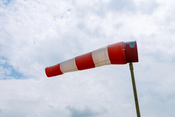 Windsock indicator of wind on runway airport
