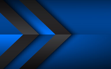 Black and blue overlayed arrows. Abstract modern vector background with place for your text. Material design. Abstract widescreen background