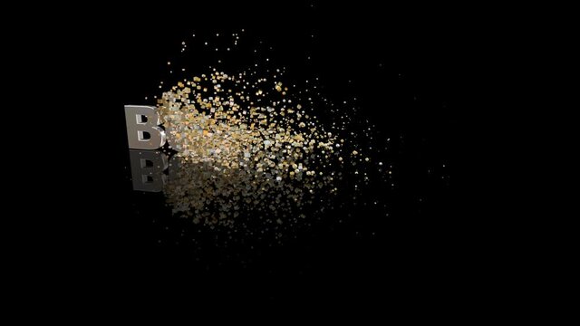 Budget text dissolve into particles