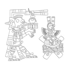 vector image with Aztec god Mictlantecutli.God of the dead and the underworld for your project
