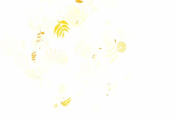 Light Red, Yellow vector doodle template with leaves.