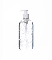 Sanitizer gel bottle isolated on white background.
