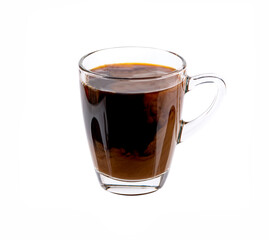 Black of hot coffee with milk on white background.