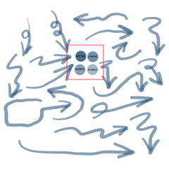 blue arrow with color code in the middle vector illustration isolated on white background