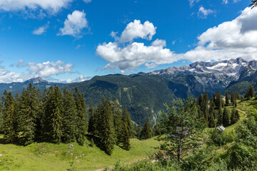 Fototapeta na wymiar View From The Sonnenalm To The Dachstein Glacier, Upper Austria, Austria, Europe