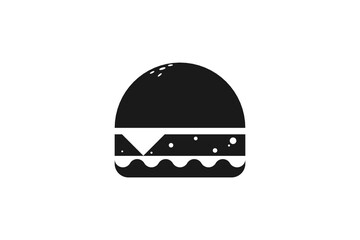 Flat style hamburger silhouette illustration design template isolated in white, suitable for restaurant logo etc