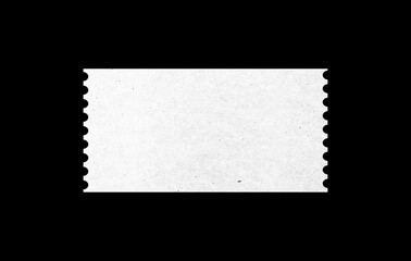 white blank ticket with paper pattern texture for mockup design. isolated ticket form in black...