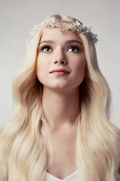 Beautiful blonde bride with tiara