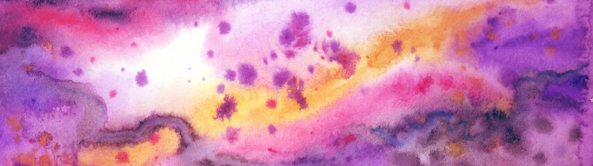 Watercolor abstraction in violet-pink tones with an admixture of golden color, background for a banner, poster, textiles, various prints for household use, etc.