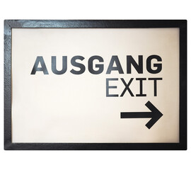 German sign isolated over white. Ausgang (Exit)